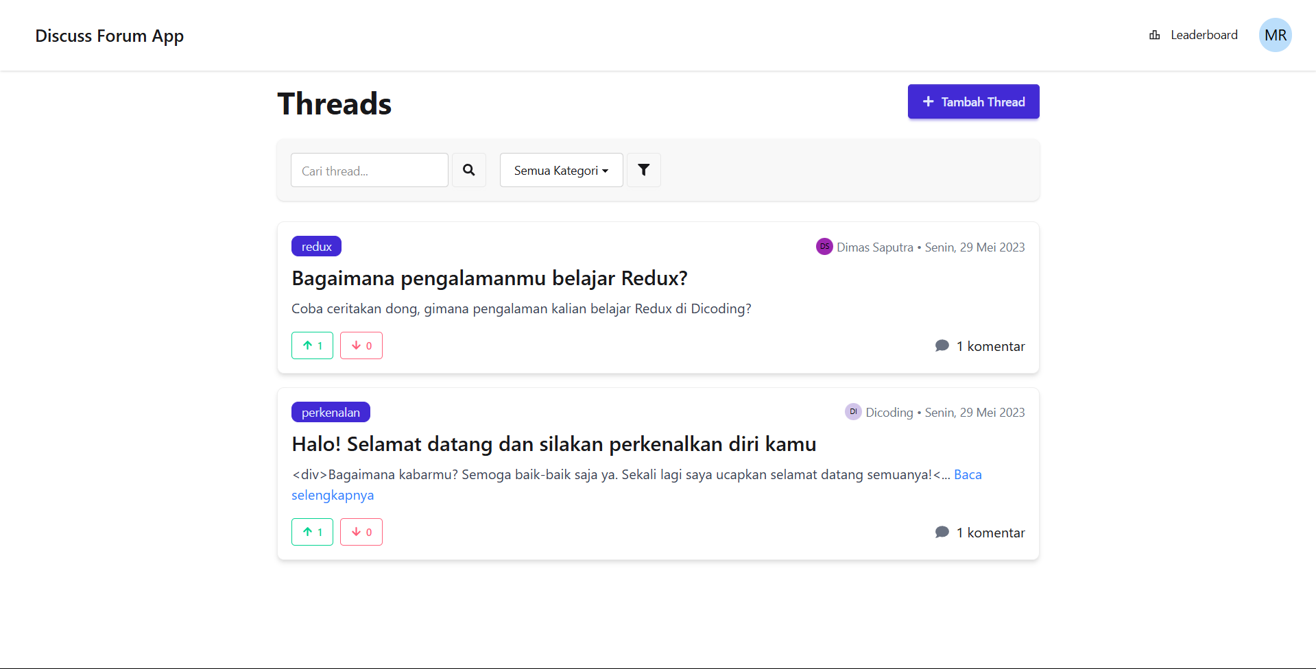 Discuss Forum Website - Website diskusi minimalis dan simpel